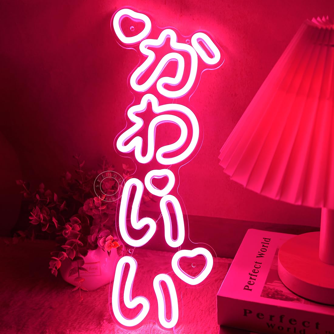 Letreiro neon inspirado em anime para decoração de quarto