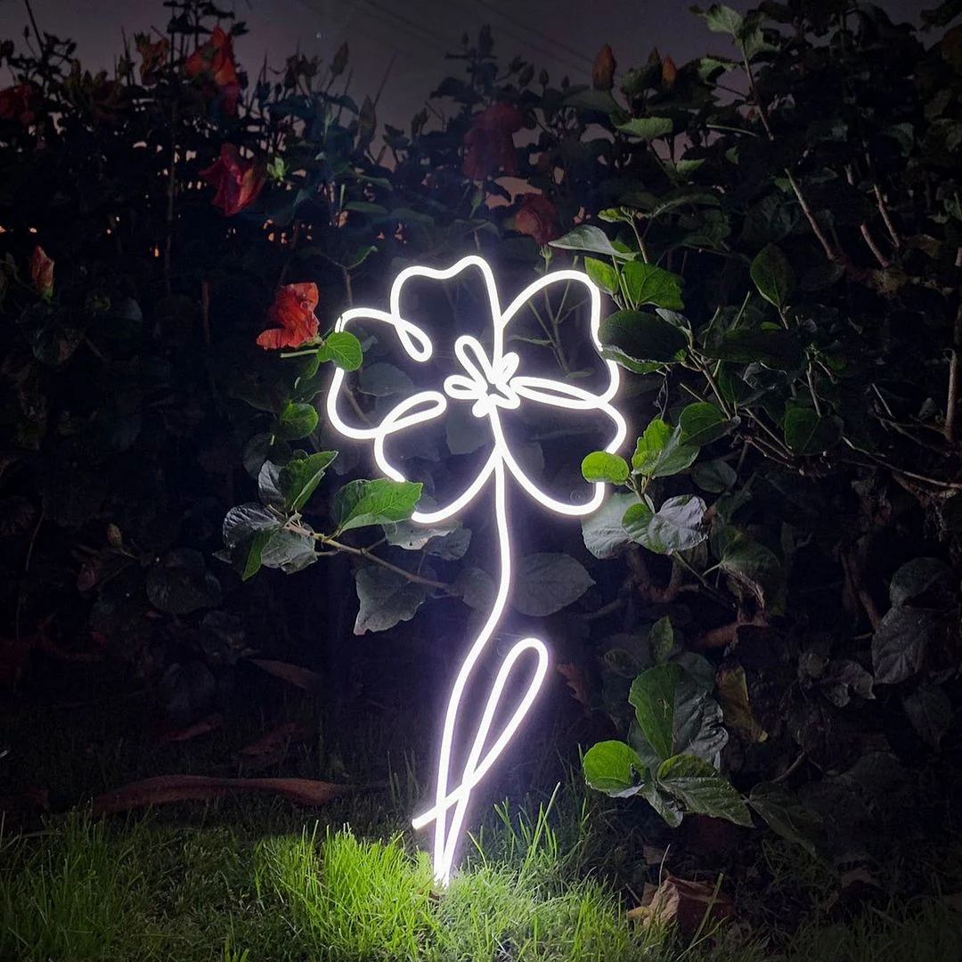 Letreiro neon floral personalizado para decoração de casa