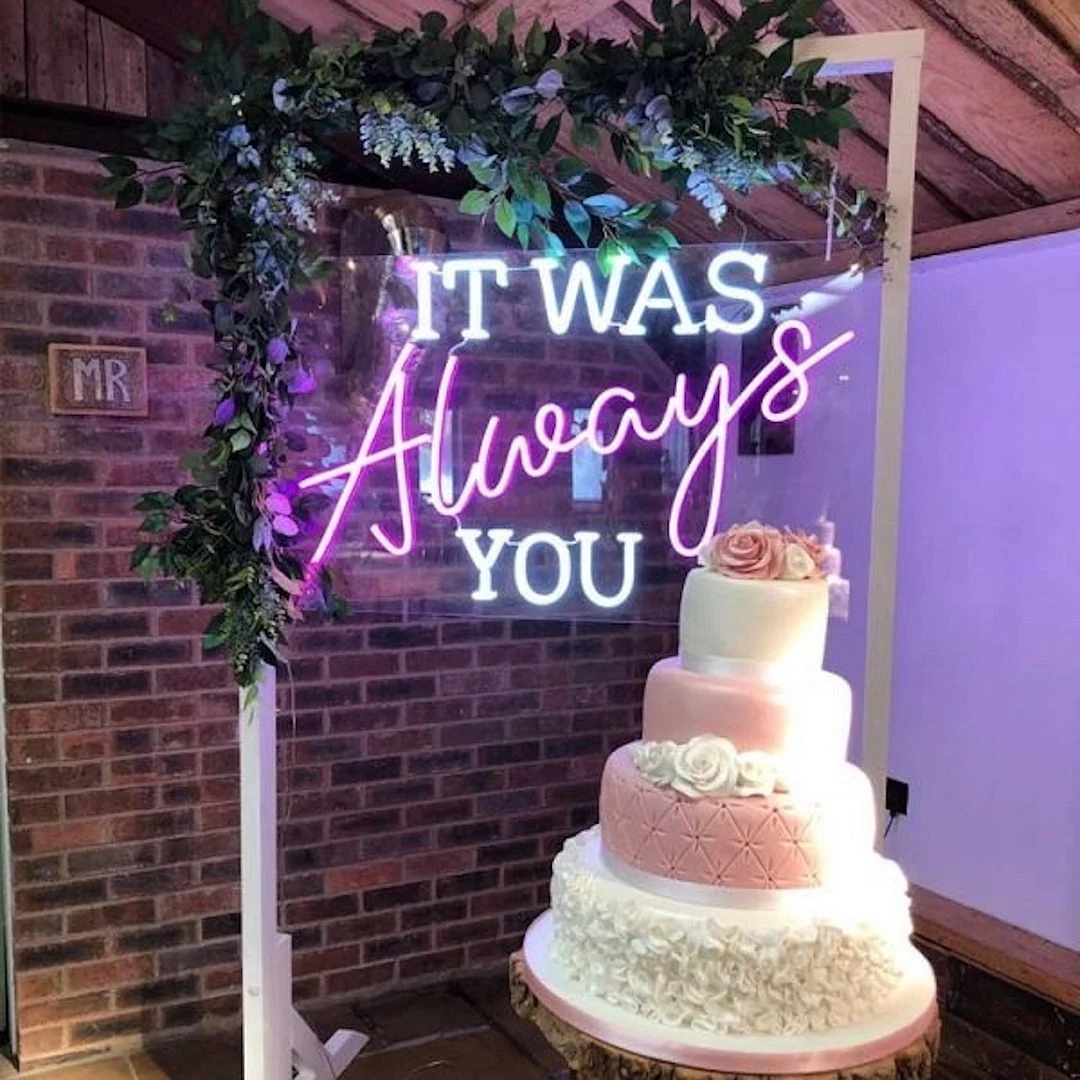 Letreiro neon LED 'It was always you' para casamento romântico